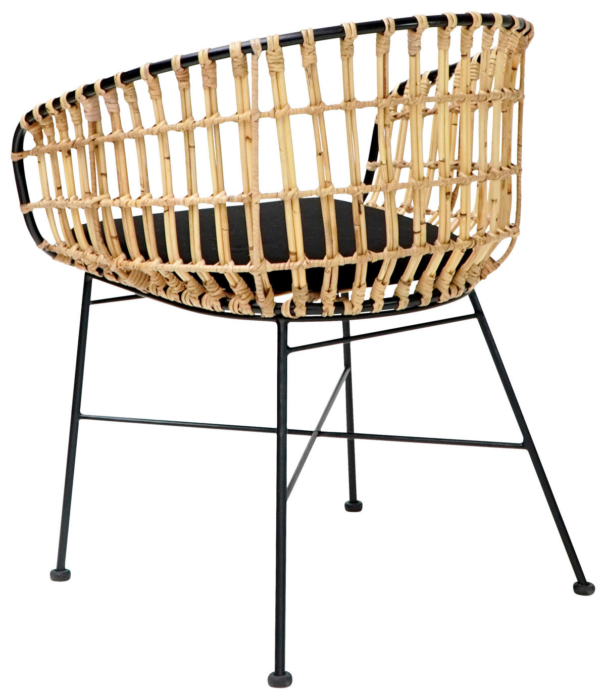 RATANOVÉ KŘESLO, přírodní materiály, přírodní barvy - černá/přírodní barvy, Natur, kov/textil (56/79/65cm) - Livetastic