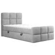 BOXBETT 120/200 cm,  in Hellgrau, gepolstertes Kopfteil, Bettkasten, Topper, H3 = fest  - Hellgrau/Schwarz, Design, Holzwerkstoff/Kunststoff (120/200cm) - Xora