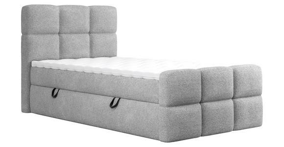 BOXBETT 120/200 cm,  in Hellgrau, gepolstertes Kopfteil, Bettkasten, Topper, H3 = fest  - Hellgrau/Schwarz, Design, Holzwerkstoff/Kunststoff (120/200cm) - Xora