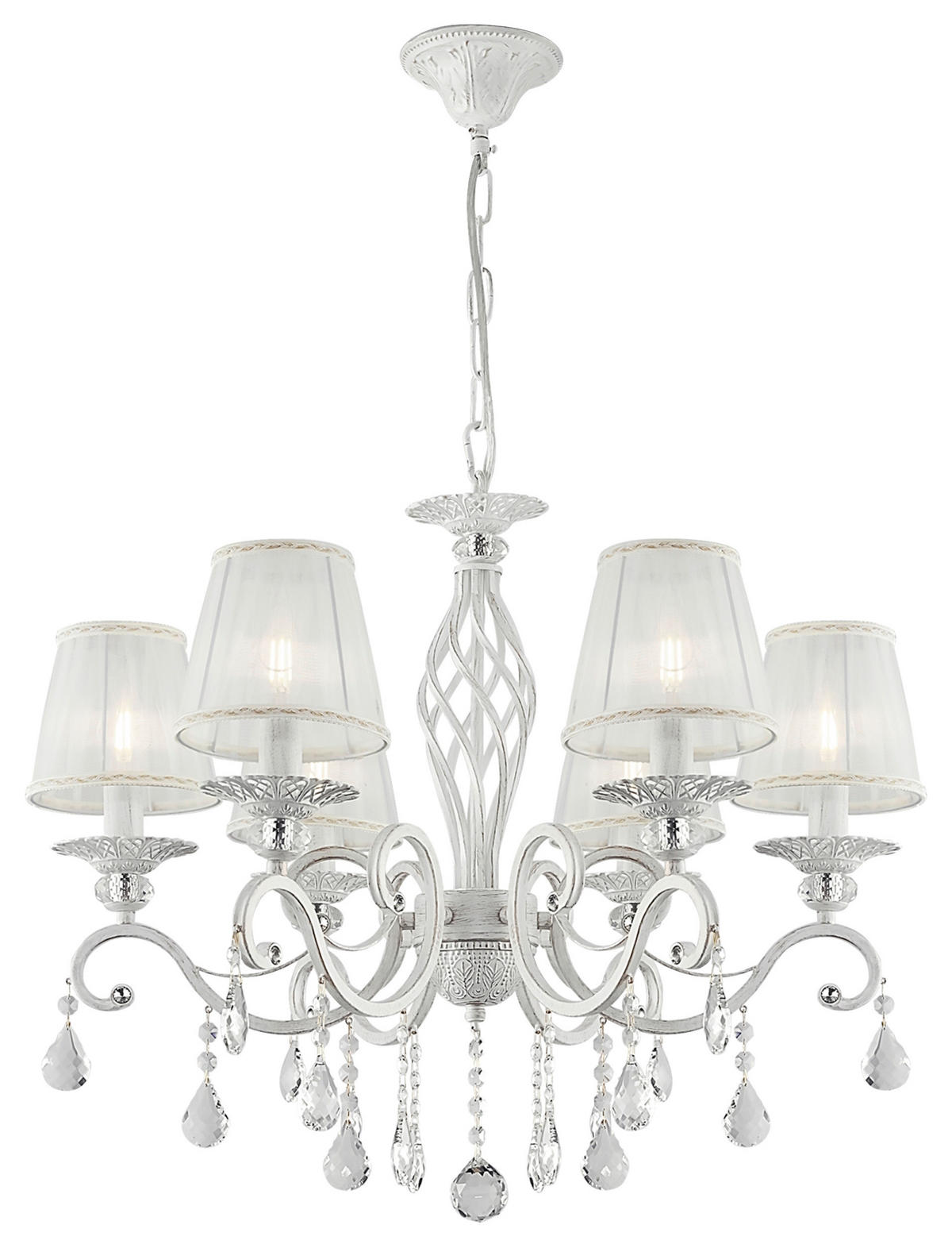 KRONLEUCHTER  63/56/63 cm   - Weiss, Basics, Glas/Textil (63/56/63cm) - MAYTONI