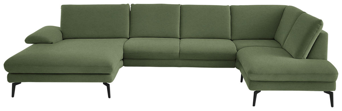 WOHNLANDSCHAFT Chenille, Flachgewebe Grün  - Schwarz/Grün, Design, Textil/Metall (180/344/208cm) - Dieter Knoll