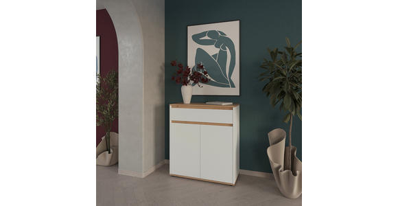 KOMMODE , 80/93/38 cm, 1 Schublade(n)  - Schwarz/Weiß, MODERN, Holzwerkstoff/Kunststoff (80/93/38cm) - Carryhome