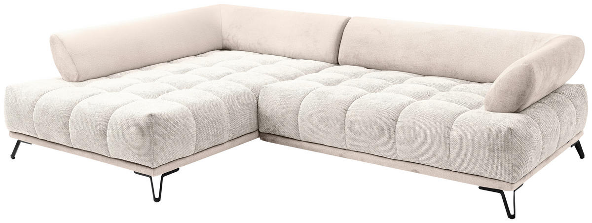 HÖRNSOFFA i chenille beige  - beige/svart, Modern, metall/textil (184/262cm) - MID.YOU