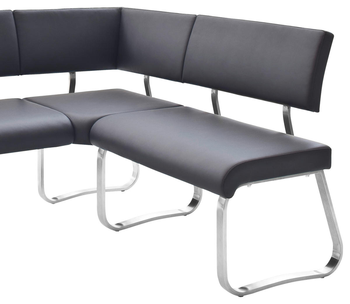 ROHOVÁ LAVICA, čierna, farba ušľachtilej ocele - čierna/farba ušľachtilej ocele, Design, kov/koža (200/150cm) - Livetastic