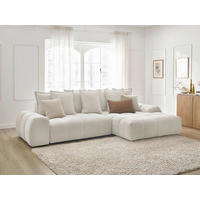 ECKSCHLAFSOFA EVEREST  mit Rücken echt, Armteil links, Armteil rechts Struktur Weiß  - Schwarz/Weiß, MODERN, Kunststoff/Textil (318/180cm) - Livetastic