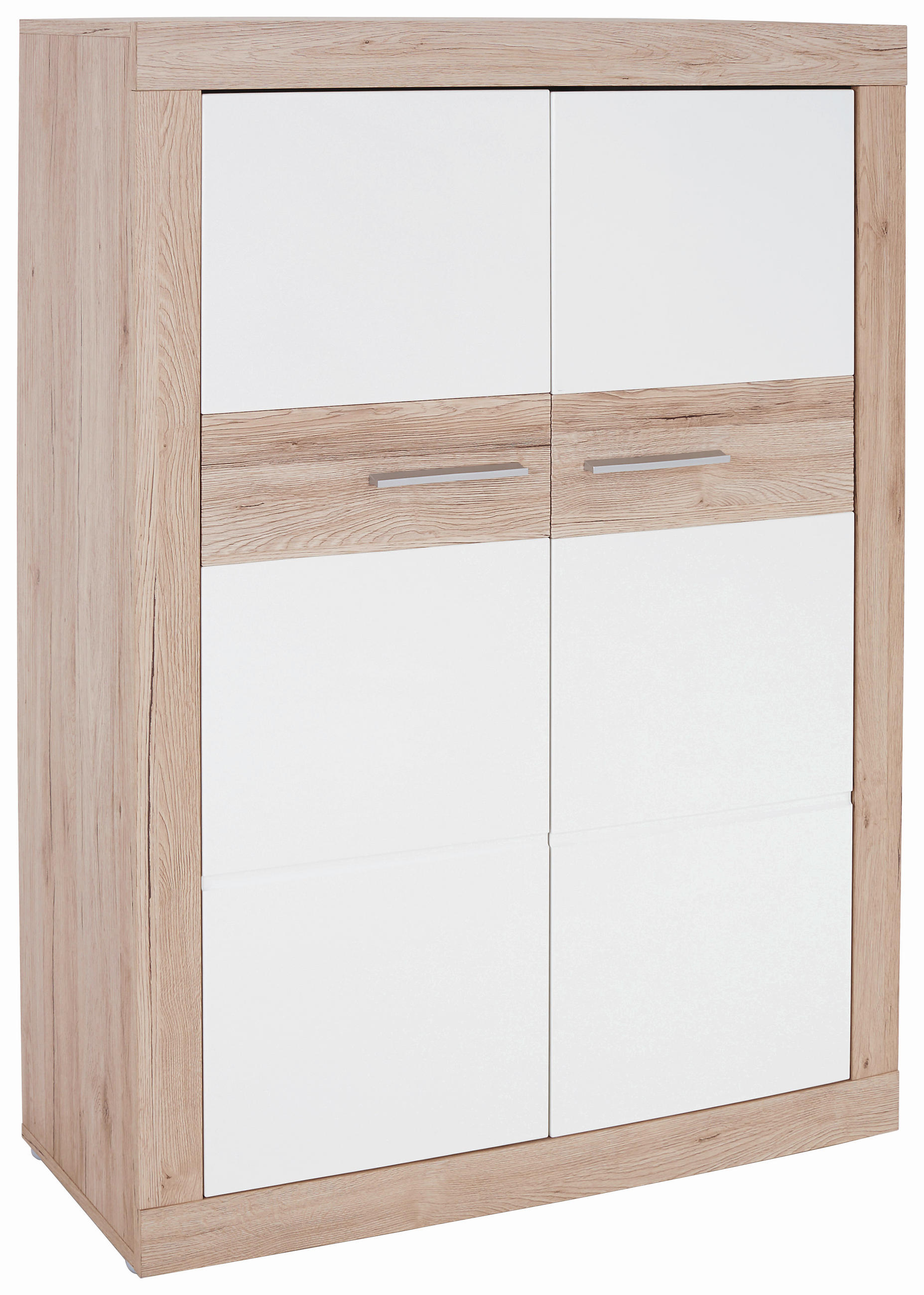 Highboard B: 96 cm Malta, San Remo Eiche Dekor/Weiß