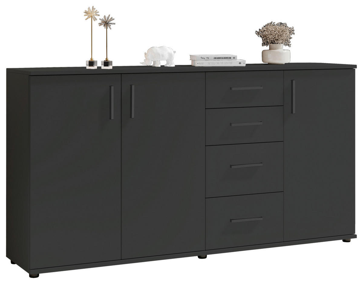 Sideboard Basel BC 1040  in 160/84/35 cm  - Anthrazit/Schwarz, Design, Holzwerkstoff/Kunststoff (160/84/35cm) - Livetastic