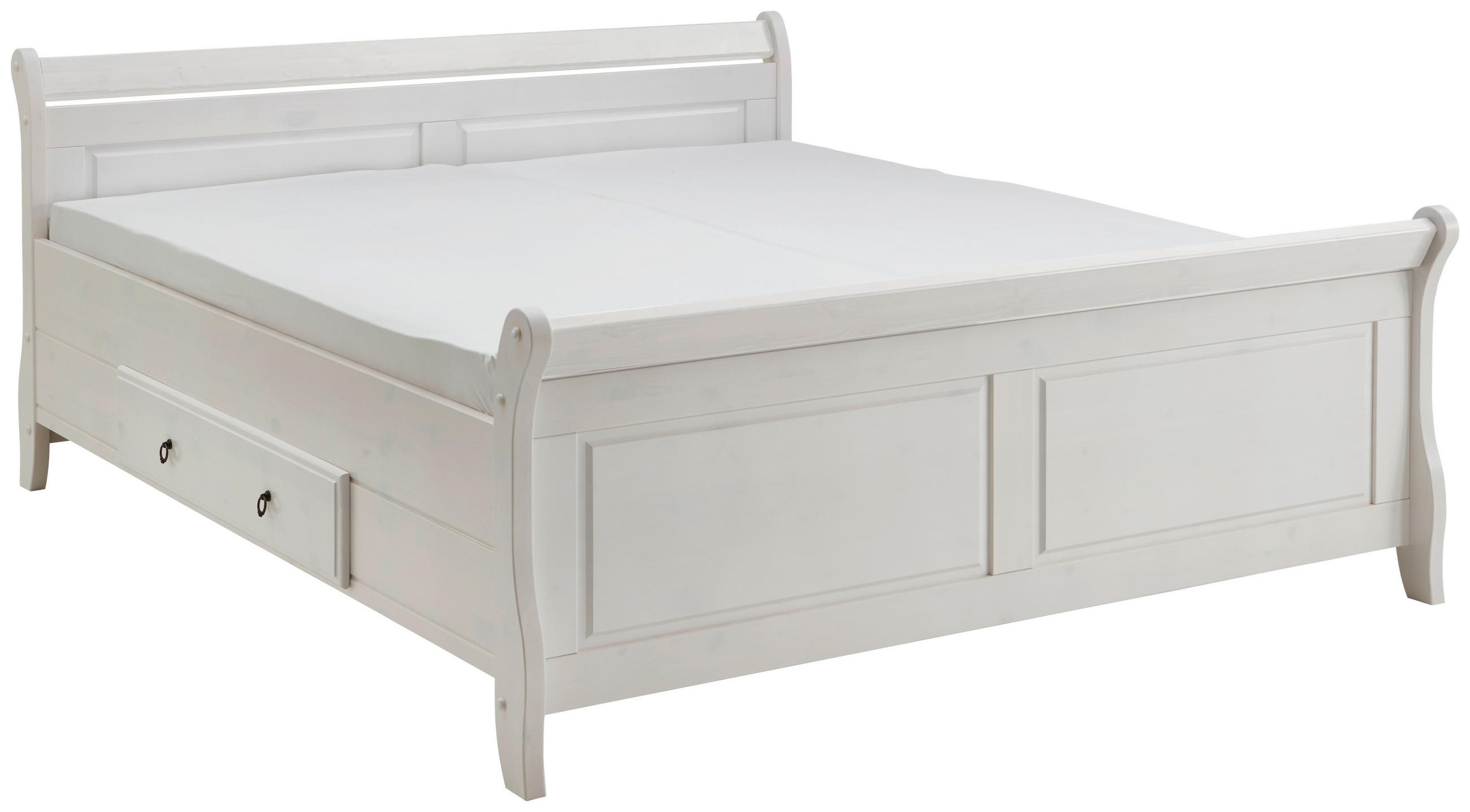 BETT 200/200 cm,  in Weiß, Bettschubladen,  - Weiß, ROMANTIK / LANDHAUS, Holz (200/200cm) - Boxxx