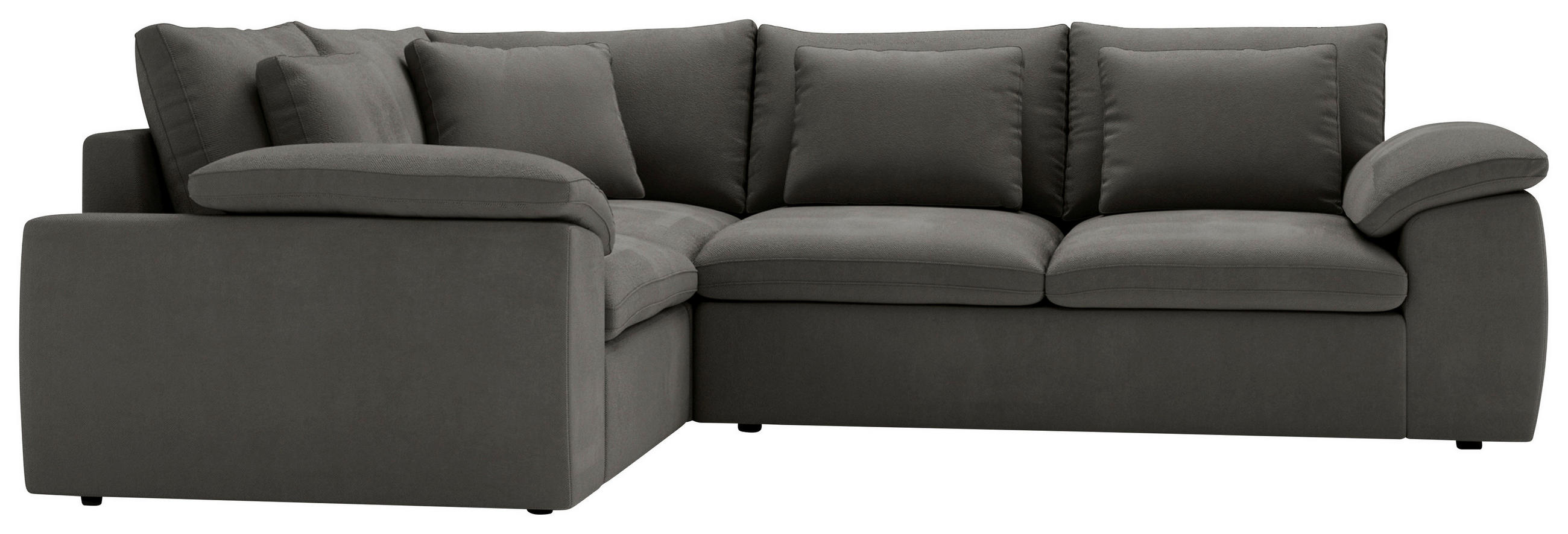 ECKSOFA Chenille Dunkelgrau  - Dunkelgrau/Schwarz, Design, Kunststoff/Textil (216/289cm) - Livetastic