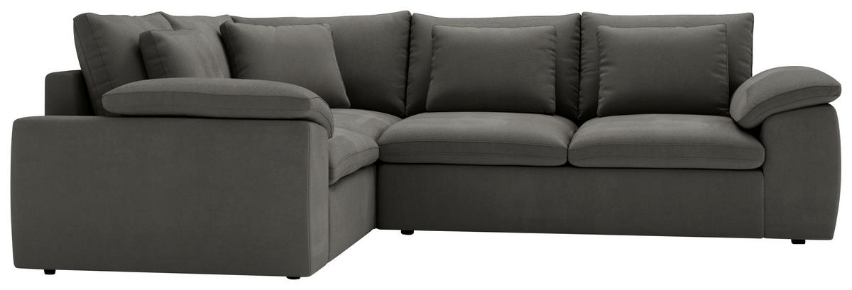 ECKSOFA Chenille Dunkelgrau  - Dunkelgrau/Schwarz, Design, Kunststoff/Textil (216/289cm) - Livetastic