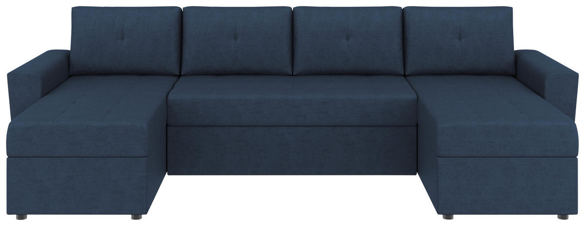 WOHNLANDSCHAFT TERMOLI Dunkelblau Jacquard  - Schwarz/Dunkelblau, Design, Kunststoff/Textil (155/296/155cm) - MID.YOU