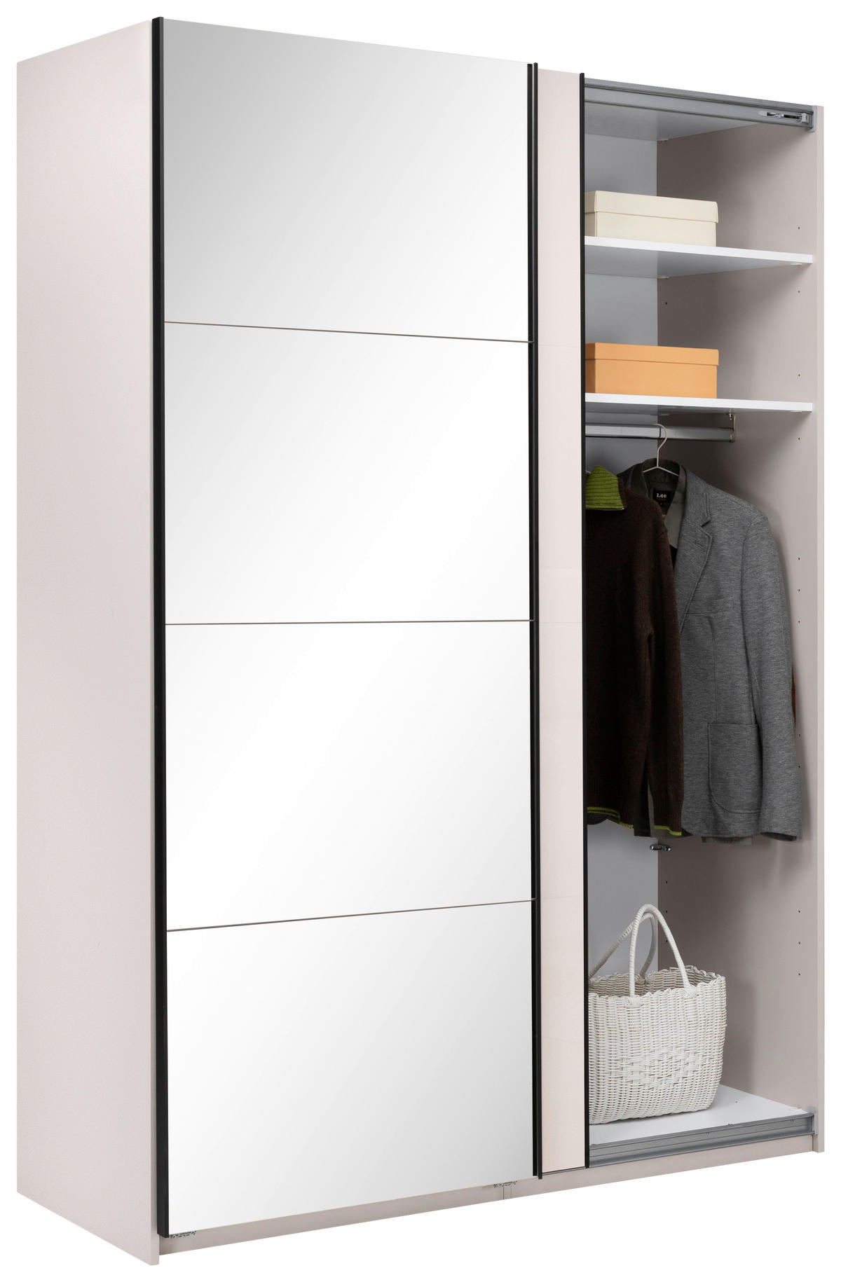 SCHIEBETÜRENSCHRANK 150/210/62 cm 2-türig Kaschmir  - Kaschmir/Schwarz, MODERN, Holzwerkstoff/Metall (150/210/62cm) - MID.YOU