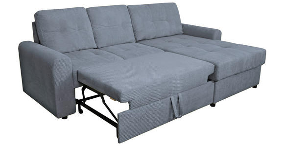 ECKSOFA in Chenille Blaugrau - Blaugrau/Schwarz, KONVENTIONELL, Kunststoff/Textil (232/153cm) - Carryhome