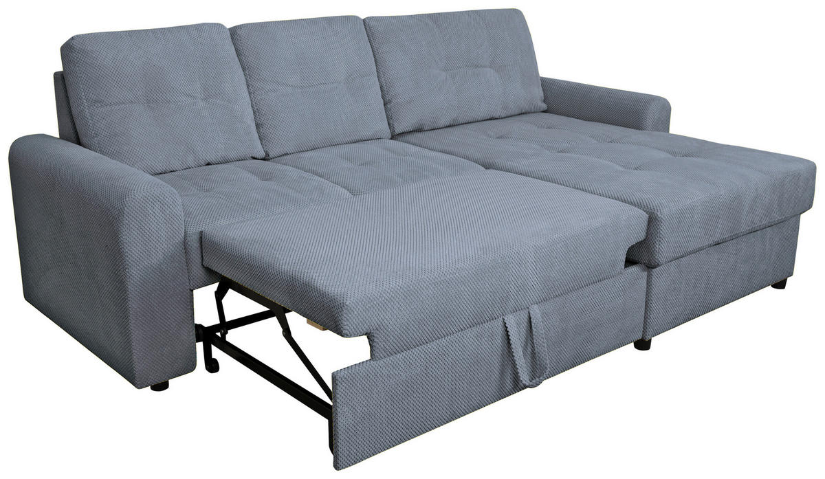 ECKSOFA Blaugrau Chenille  - Blaugrau/Schwarz, KONVENTIONELL, Kunststoff/Textil (232/153cm) - Carryhome