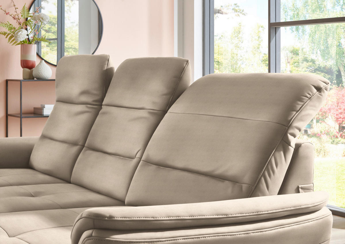 ECKSOFA in Flachgewebe Naturfarben, Sandfarben  - Sandfarben/Schwarz, Konventionell, Textil/Metall (260/181cm) - Beldomo Speed