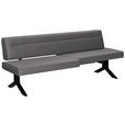 SITZBANK 220/87/70-86 cm Samt Grau  - Schwarz/Grau, KONVENTIONELL, Textil/Metall (220/87/70-86cm) - Moderano