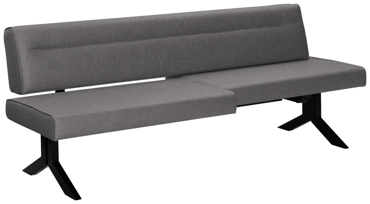 SITZBANK in Metall, Textil Grau  - Schwarz/Grau, Konventionell, Textil/Metall (220/87/70-86cm) - Moderano