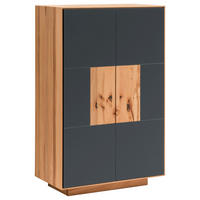 SCHUHSCHRANK Kernbuche massiv Anthrazit, Buchefarben  - Anthrazit/Buchefarben, MODERN, Glas/Holz (72/112/37cm) - Linea Natura