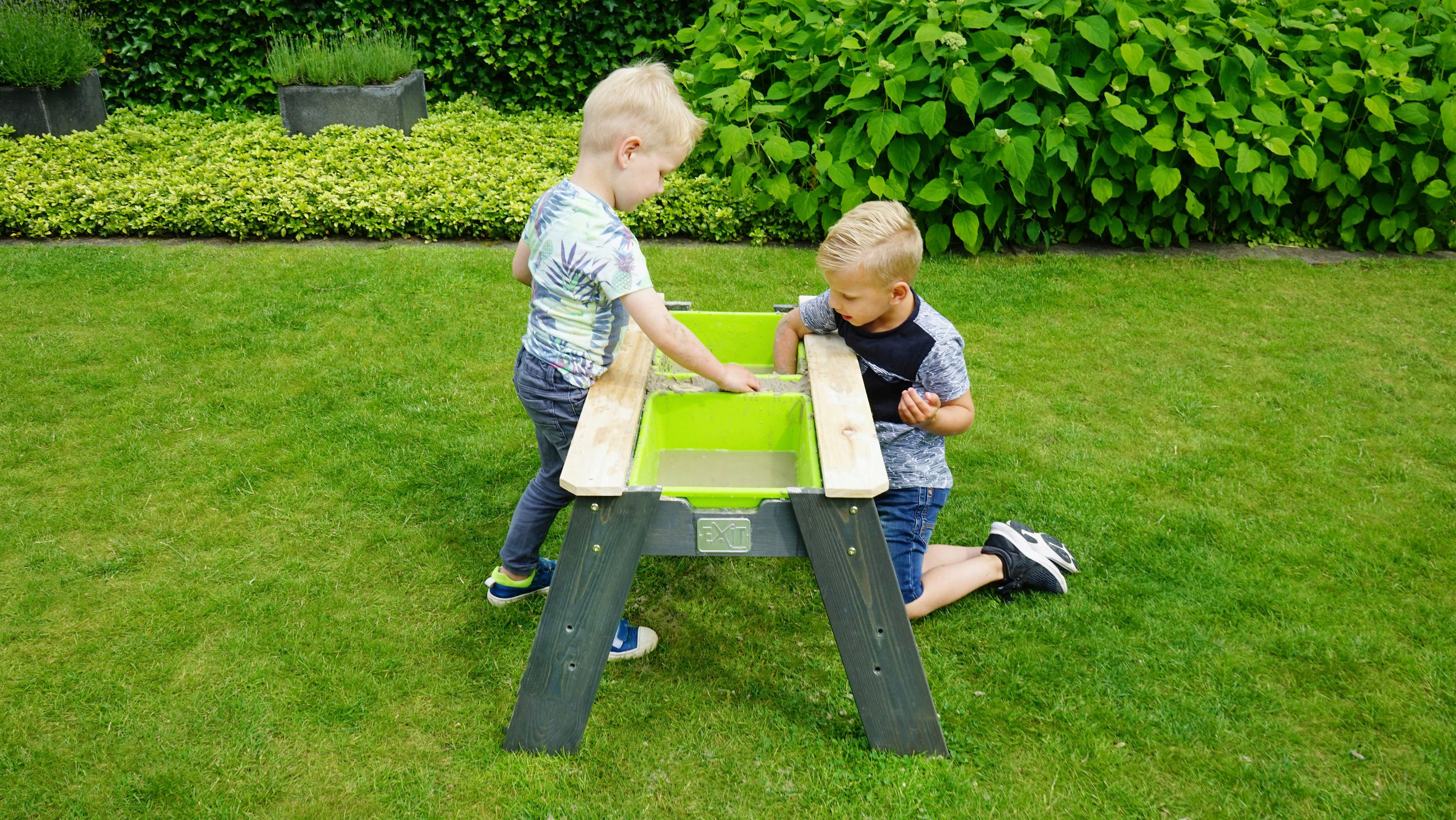SAND- OCH VATTENBORD - grön/grå, Klassisk, trä/plast (69/94/50cm) - EXIT Toys