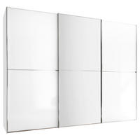 SCHWEBETÜRENSCHRANK 280/240/68 cm,  in Weiß, 3 Tür(en)  - Chromfarben/Weiß, Design, Glas/Holzwerkstoff (280/240/68cm) - Moderano