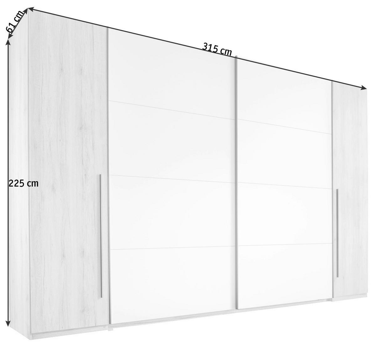 ŠATNÍ SKŘÍŇ, bílá, barvy buku, 315/225/61 cm - bílá/barvy buku, Design, kompozitní dřevo/plast (315/225/61cm) - Ti'me