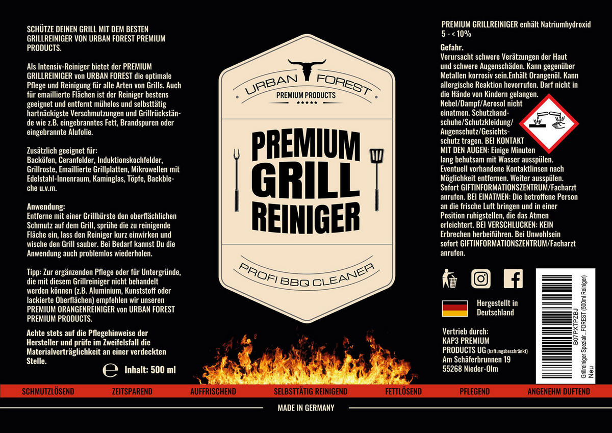 BACKOFEN- & GRILLREINIGER - Basics (500ml) - Urban Forest