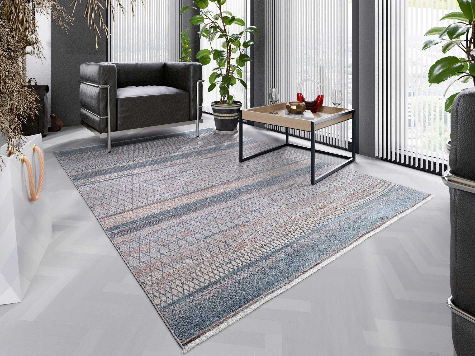 WEBTEPPICH 200/240 cm Tinto Maestro Blau, Creme  - Blau/Creme, Design, Textil (200/240cm) - Dieter Knoll
