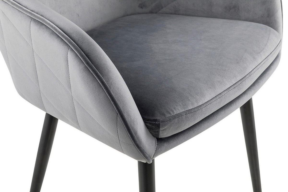 ARMLEHNSTUHL  in Samt  - Schwarz/Grau, MODERN, Textil/Metall (61/85/60cm) - Livetastic