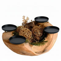 ADVENTSKERZENHALTER - Nussbaumfarben, Trend, Holz/Metall (20/10/20cm) - Milino