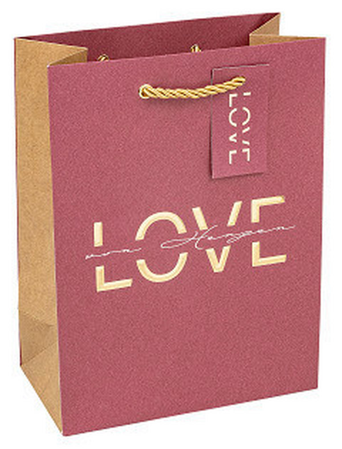 GESCHENKTASCHE  - Dunkelrot, Basics, Papier (17/22.5/9.2cm)