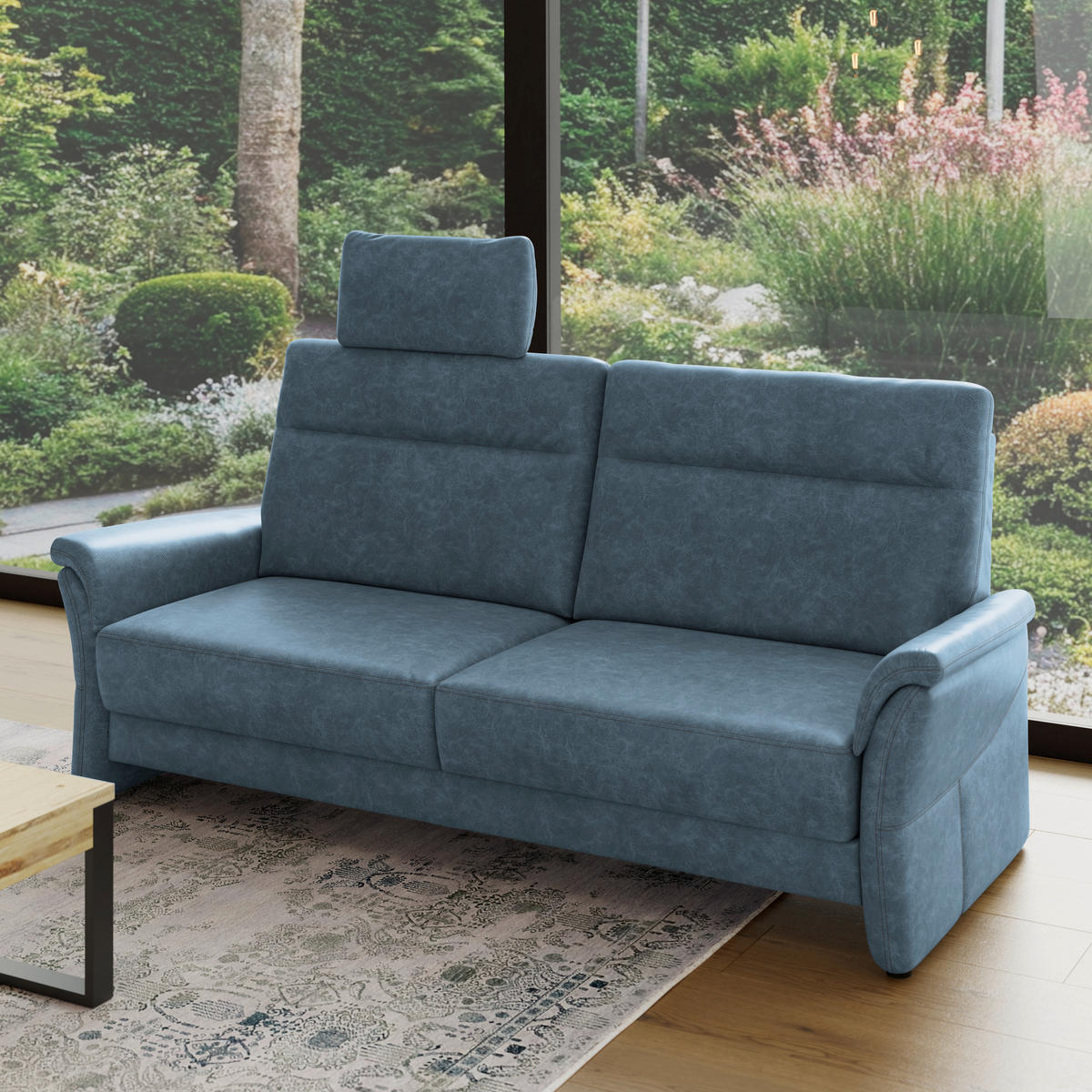 3,5-SITZER - Blaugrau/Schwarz, Konventionell, Kunststoff/Textil (205/98/91cm) - Elegando