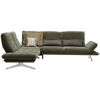 ECKSOFA in Flachgewebe Dunkelgrün  - Dunkelgrün/Edelstahlfarben, Design, Textil/Metall (209/277cm) - Koinor
