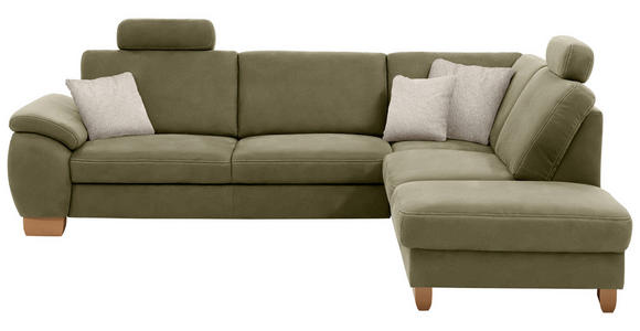 ECKSOFA in Mikrofaser Hellgrün  286/236 cm  - Wildeiche/Beige, Natur, Holz/Textil (286/236cm) - Voleo