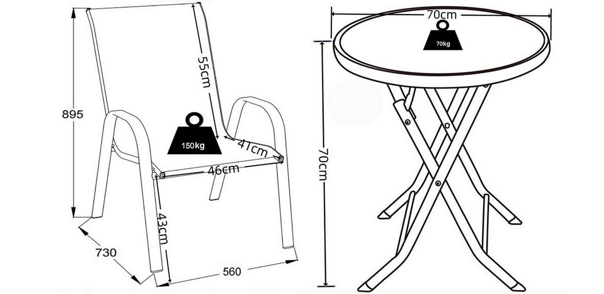 GARTENSET  3-teilig  - Anthrazit, Modern, Glas/Metall - MID.YOU