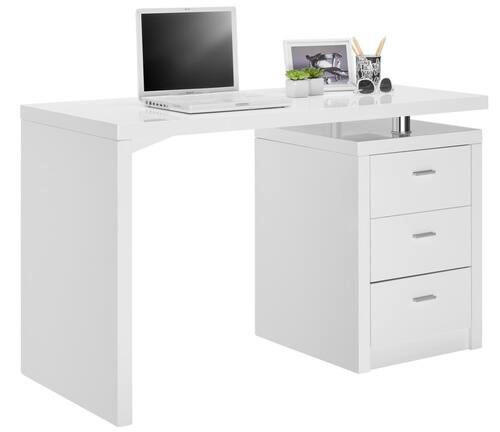 SCHREIBTISCH 120/55/75 cm  in Weiß, Chromfarben  - Chromfarben/Silberfarben, Design, Holzwerkstoff/Metall (120/55/75cm) - Hom`in