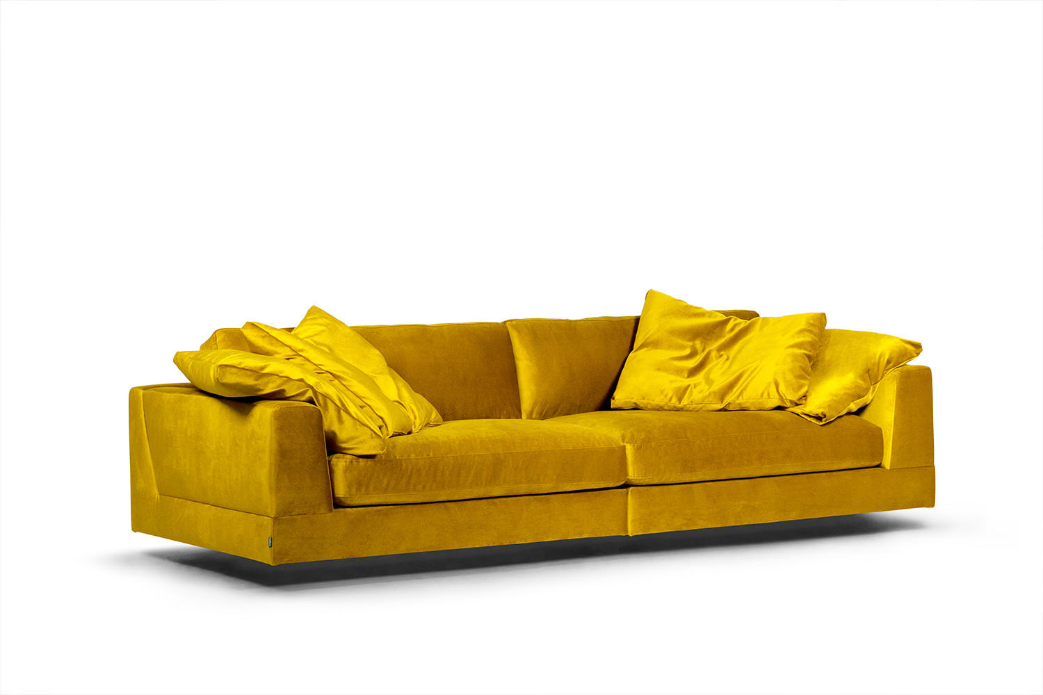 3-SITS SOFFA i sammet gul  - gul, Klassisk, trä/textil (284/81/120cm) - Novel