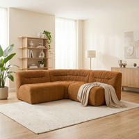 ECKSOFA 800 027 Kupferfarben Chenille Rücken echt  - Schwarz/Kupferfarben, MODERN, Kunststoff/Textil (214/214cm) - Livetastic