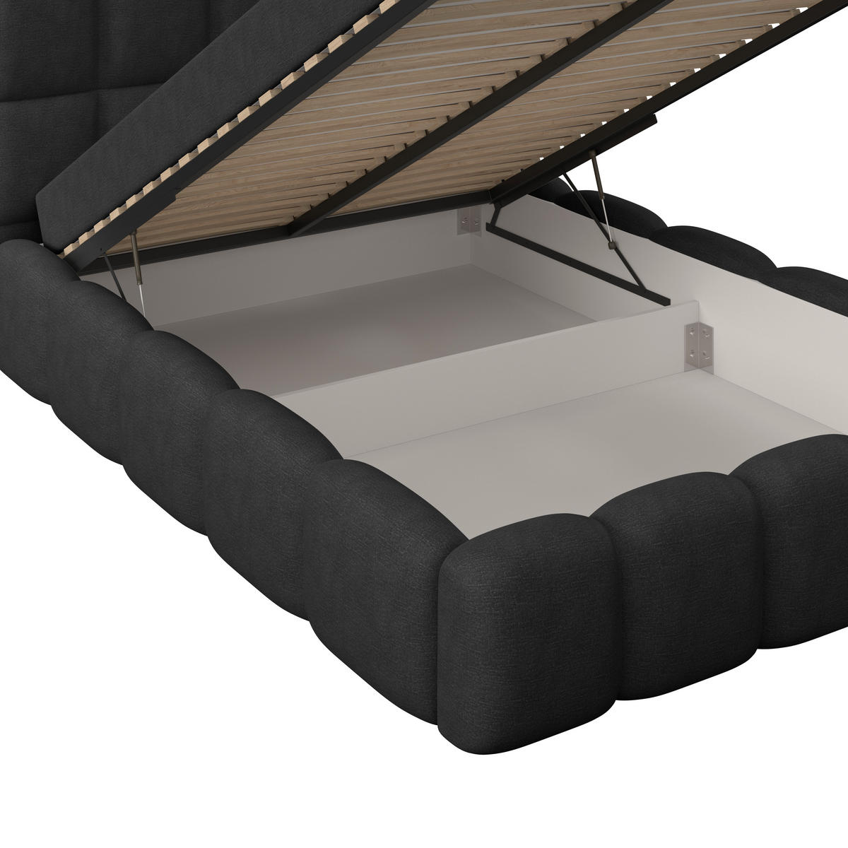 POLSTERBETT  in Schwarz, Matratze, Bettkasten, H3 = fest  - Schwarz, Trend, Kunststoff/Textil (140/200cm)