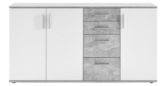 KOMMODE Bobby, 160/82/35 cm, 4 Schublade(n)  - Silberfarben/Weiß, KONVENTIONELL, Holzwerkstoff/Kunststoff (160/82/35cm) - Carryhome