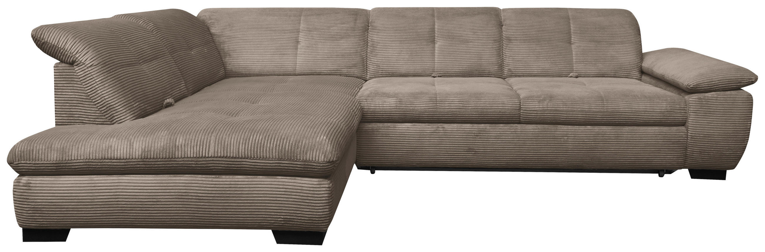 ECKSOFA Graubraun Cord  - Graubraun/Schwarz, Design, Textil/Metall (242/313cm) - Xora