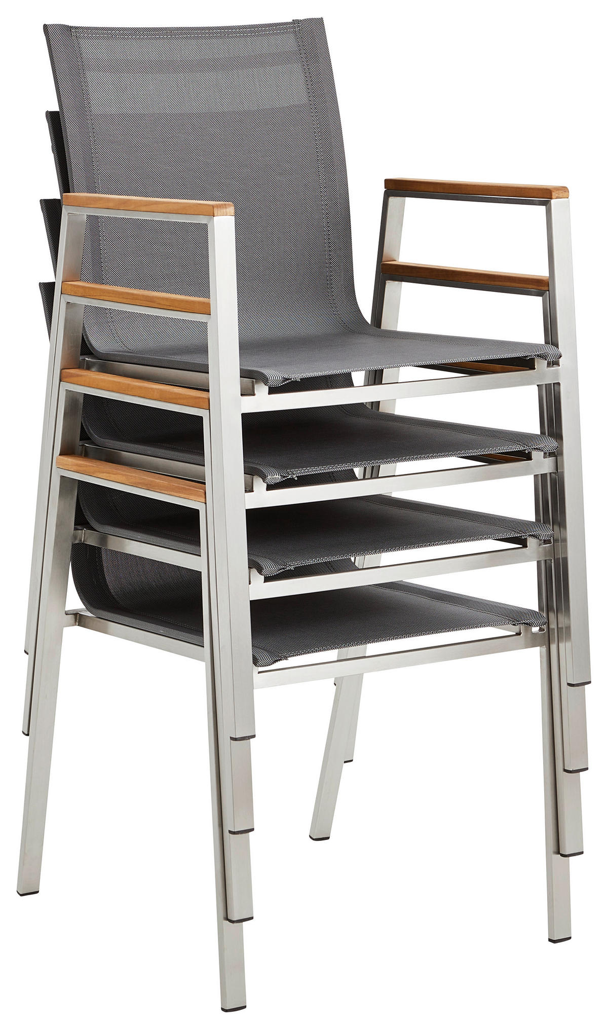 STAPELSESSEL Teakholz Edelstahl Grau, Edelstahlfarben  - Edelstahlfarben/Naturfarben, MODERN, Holz/Textil (54/86/58cm) - Ambia Garden