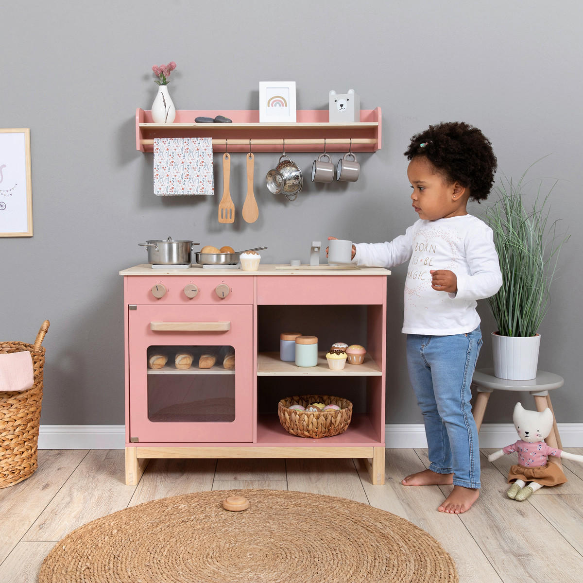 KINDERKÜCHE MAGNOLIA - Altrosa/Naturfarben, Basics, Holz/Holzwerkstoff (68,5/35,8/62cm) - MUSTERKIND