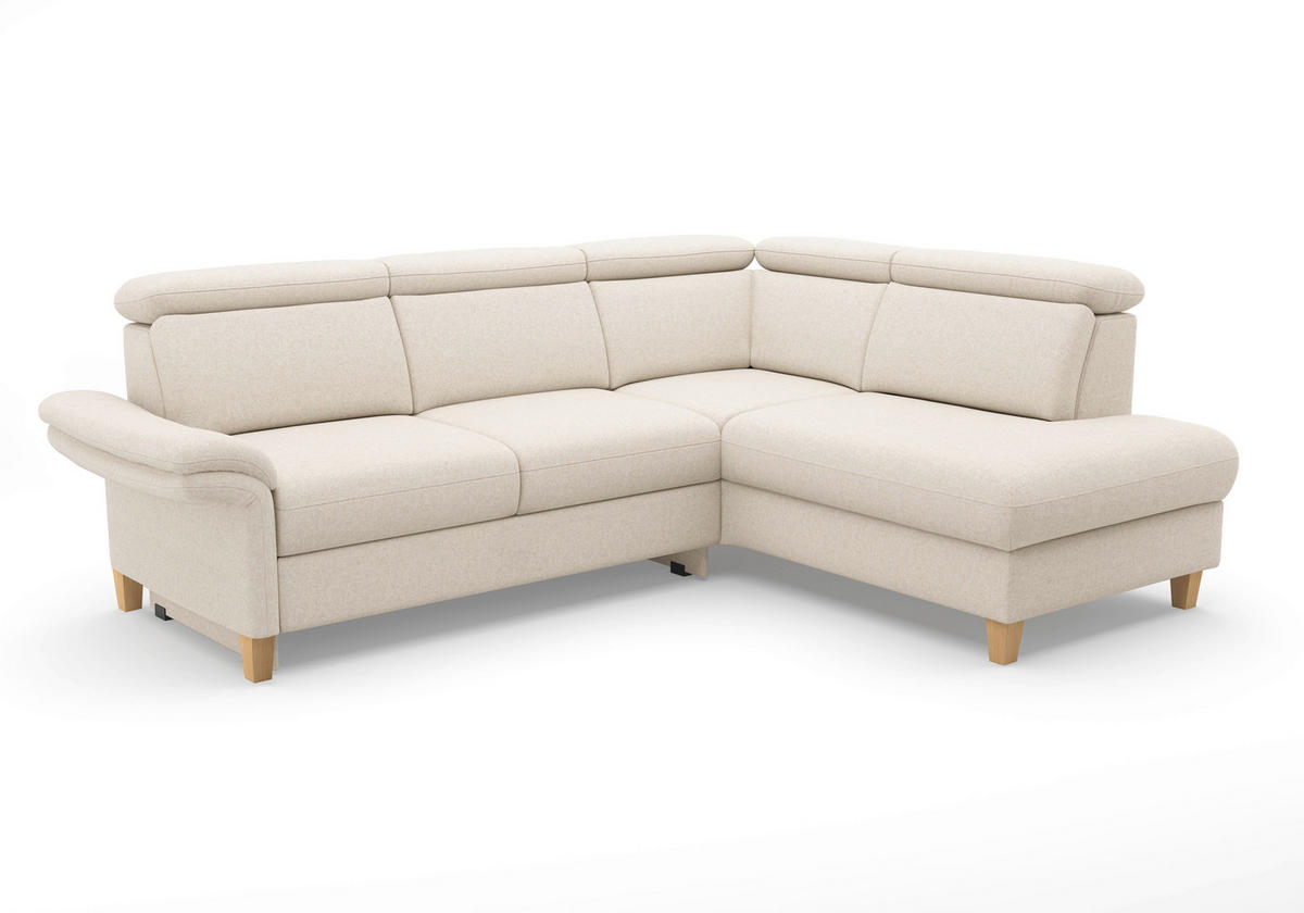 ECKSOFA GLENDALE E Creme Flachgewebe  - Eichefarben/Creme, KONVENTIONELL, Holz/Textil (247/193cm) - Sit & More