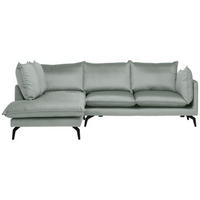 ECKSOFA in Samt Hellgrau  200/241 cm  - Hellgrau/Schwarz, Design, Textil/Metall (200/241cm) - Carryhome