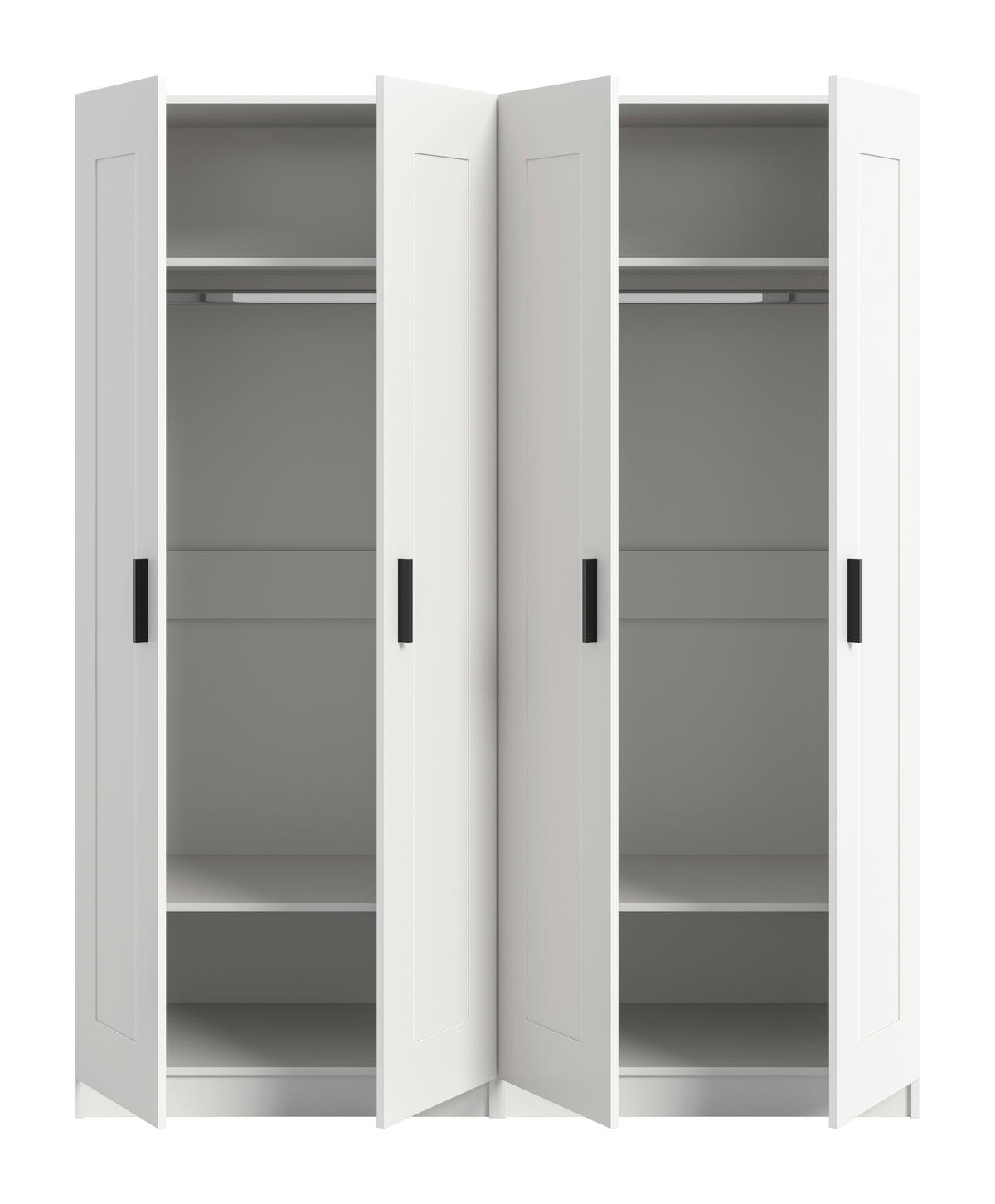 DREHTÜRENSCHRANK 160/194/56 cm,  in Weiß, 4 Tür(en)-türig  - Schwarz/Weiß, ROMANTIK / LANDHAUS, Holzwerkstoff/Kunststoff (160/194/56cm) - Livetastic