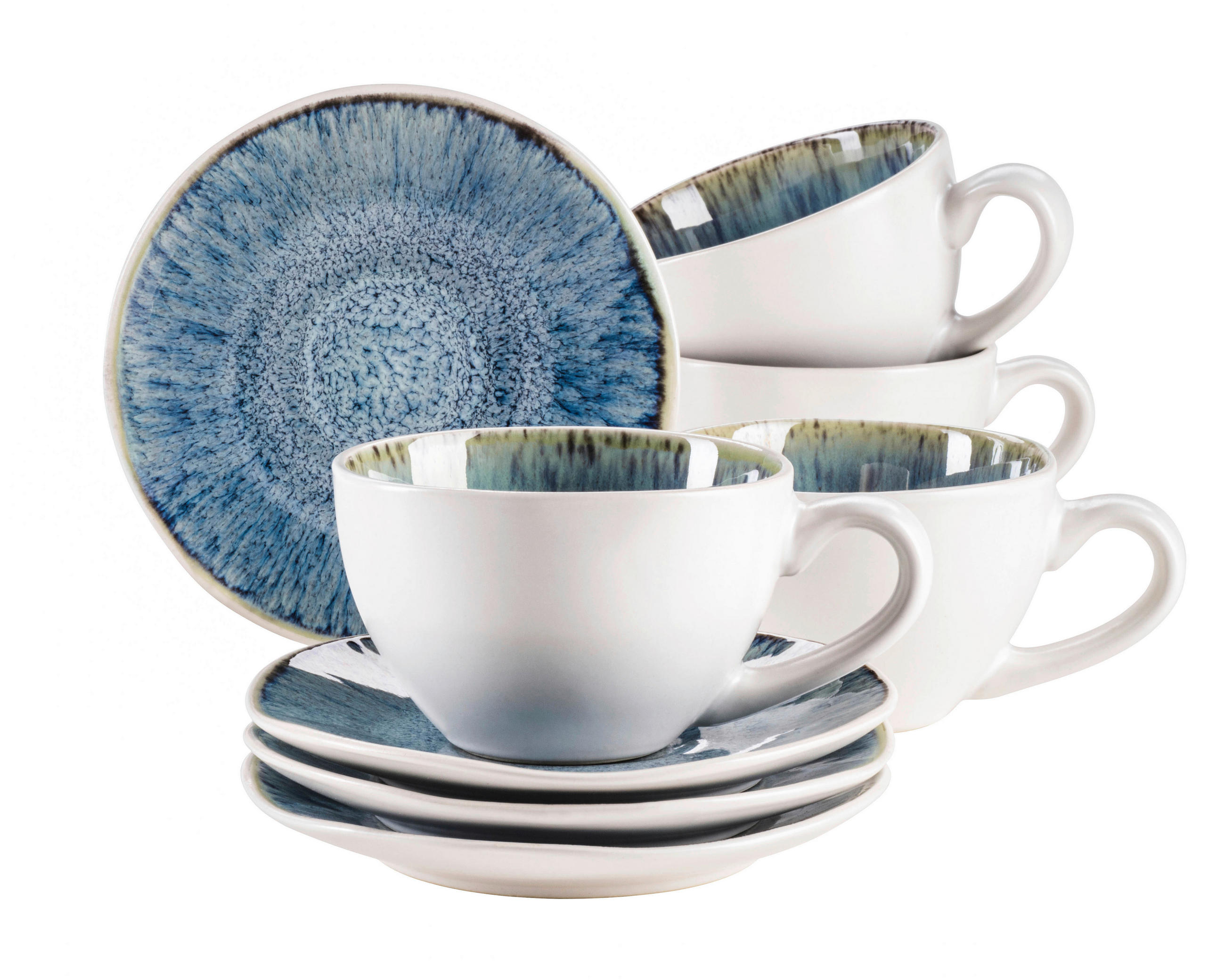 KAFFEESERVICE Blau Frozen 8-teilig  - Blau, Basics, Keramik (13,5/6,5/10cm) - Mäser