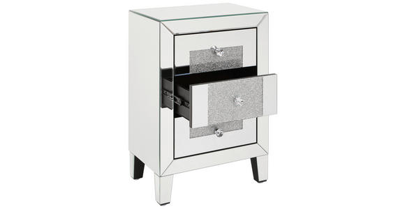 NACHTSCHRANK 45/65/30 cm - Silberfarben, Trend, Glas/Holzwerkstoff (45/65/30cm) - Xora