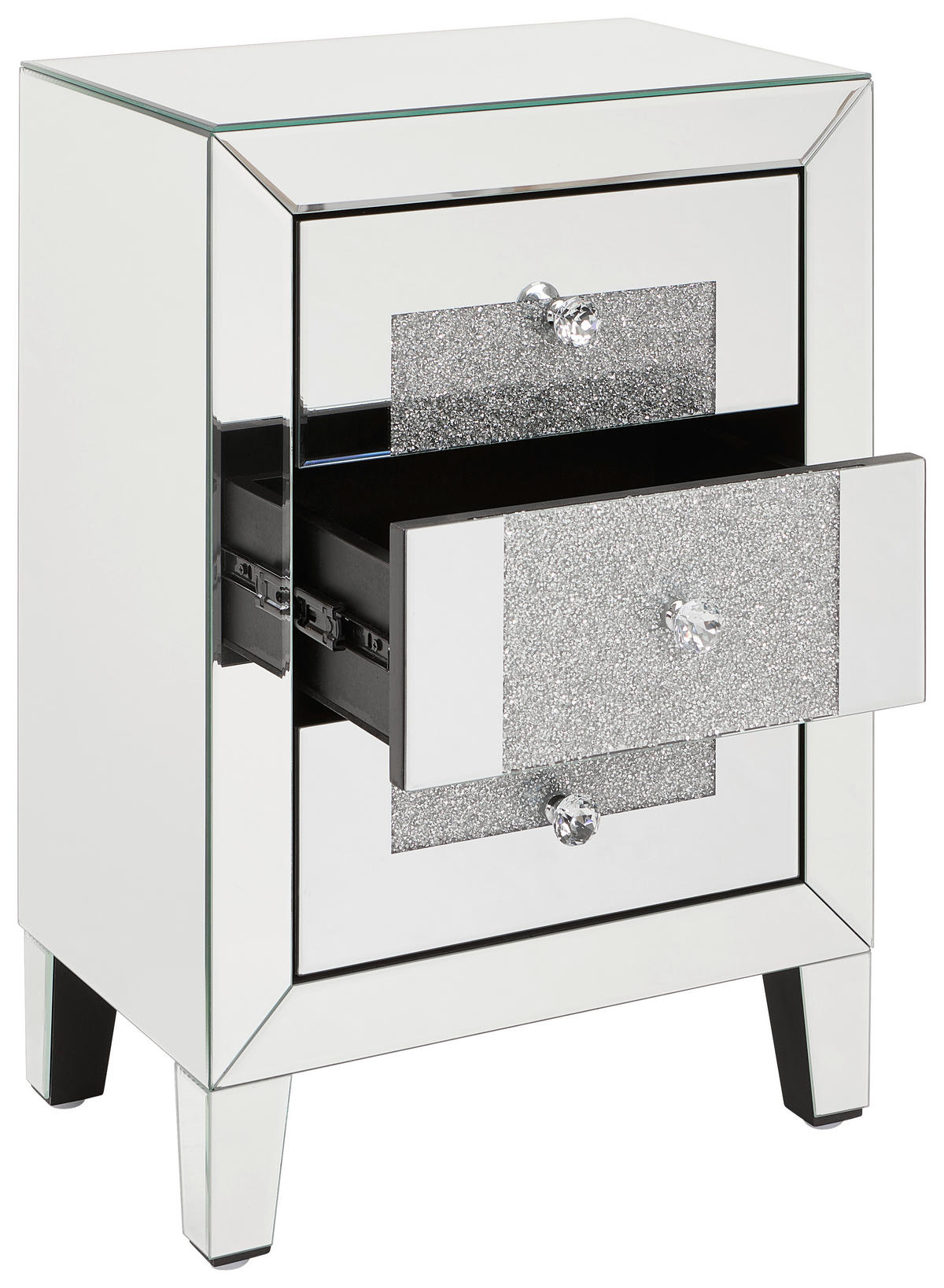 NACHTSCHRANK 45/65/30 cm  - Silberfarben, Trend, Glas/Holzwerkstoff (45/65/30cm) - Xora