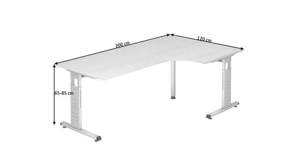 ECKSCHREIBTISCH 200/120/65-85 cm  in Silberfarben, Eichefarben  - Eichefarben/Silberfarben, KONVENTIONELL, Holzwerkstoff/Metall (200/120/65-85cm) - Venda