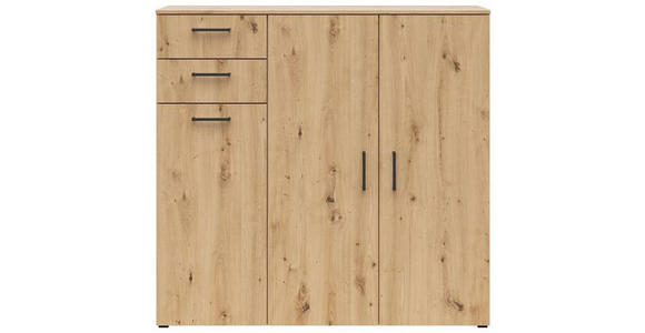KOMMODE 120/115/40 cm in Eiche Artisan - Anthrazit/Schwarz, MODERN, Holzwerkstoff/Kunststoff (120/115/40cm) - Carryhome